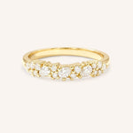 Yellow gold Junya diamond anniversary band front view on white background