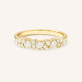 Yellow gold Junya diamond anniversary band front view on white background