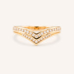 Rose gold Zamora diamond double row curved anniversary band front view on white background