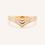 Rose gold Zamora diamond double row curved anniversary band front view on white background