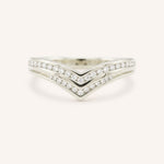 White gold Zamora diamond double row curved anniversary band front view on white background