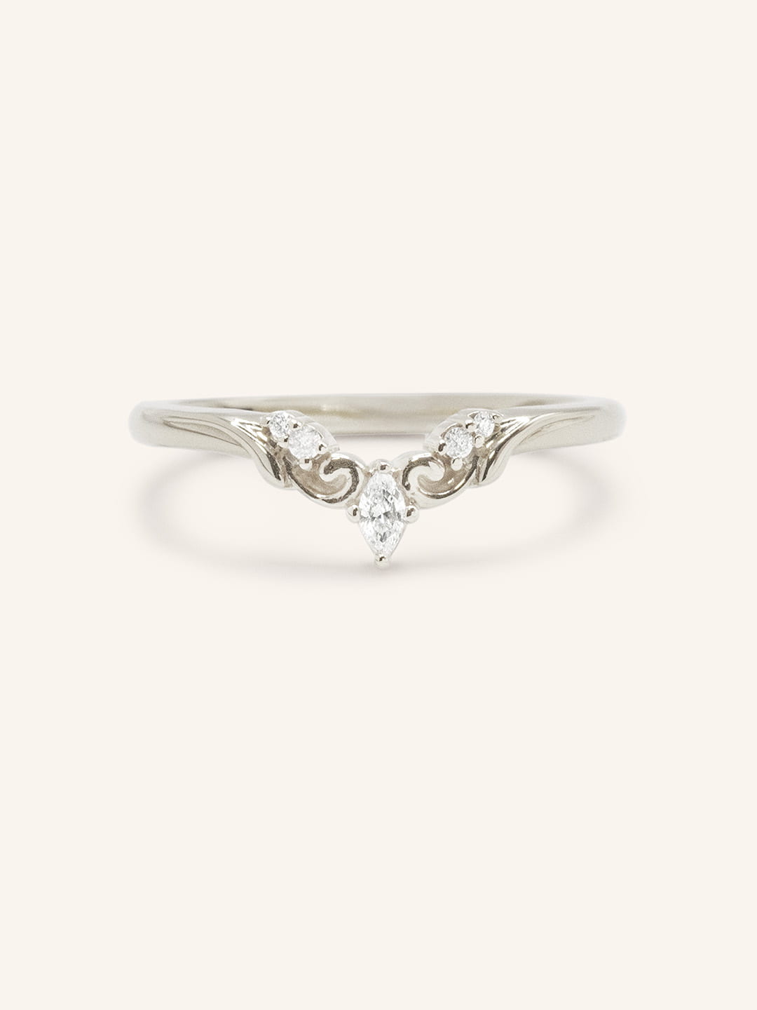 White gold Laila contour diamond wedding band front view on white background