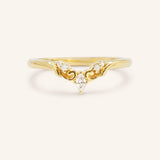 Yellow gold Laila contour diamond wedding band front view on white background