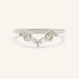 White gold Aggie contour diamond wedding band front view on white background