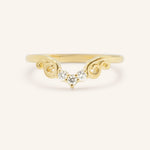 Yellow gold Aggie contour diamond wedding band front view on white background