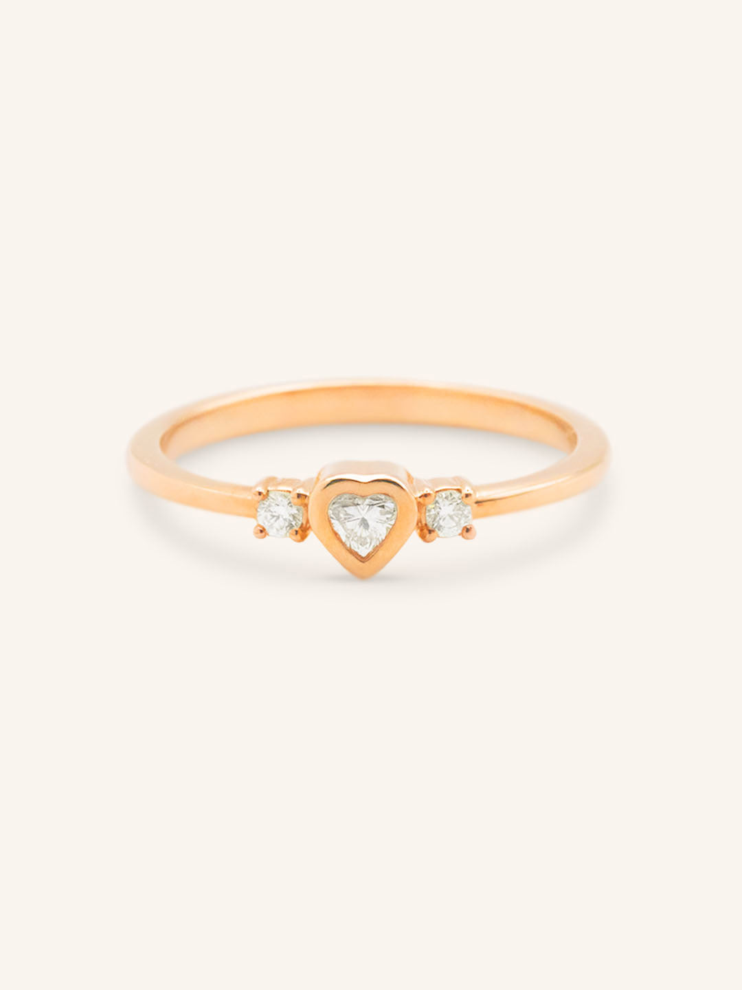 Three Stone Diamond Heart Stackable Ring