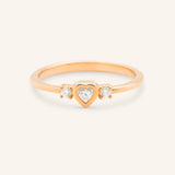 Three Stone Diamond Heart Stackable Ring