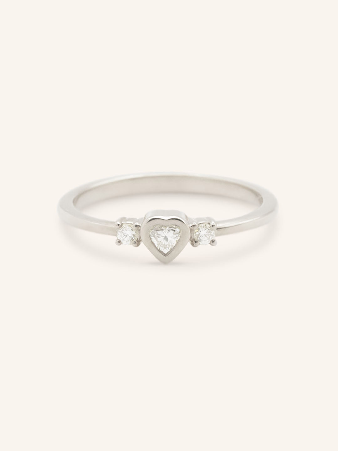 Three Stone Diamond Heart Stackable Ring