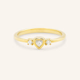 Three Stone Diamond Heart Stackable Ring