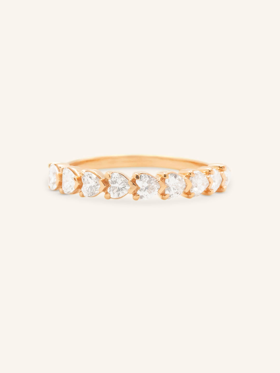 Rose gold Manami diamond heart anniversary band front view on white background