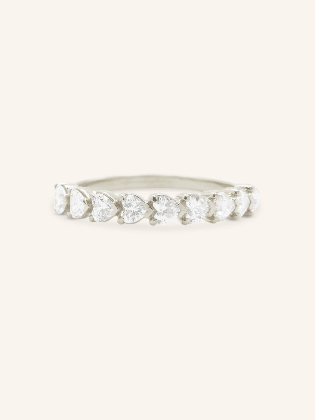 White gold Manami diamond heart anniversary band front view on white background