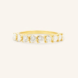 Yellow gold Manami diamond heart anniversary band front view on white background