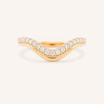 Rose gold Nicolasa curved diamond wedding band front view on white background