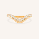 Rose gold Nicolasa curved diamond wedding band front view on white background