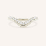 White gold Nicolasa curved diamond wedding band front view on white background