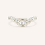 White gold Nicolasa curved diamond wedding band front view on white background
