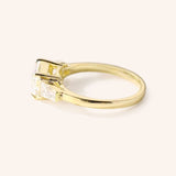 Three Stone Emerald Cut Diamond East-West Engagement Ring