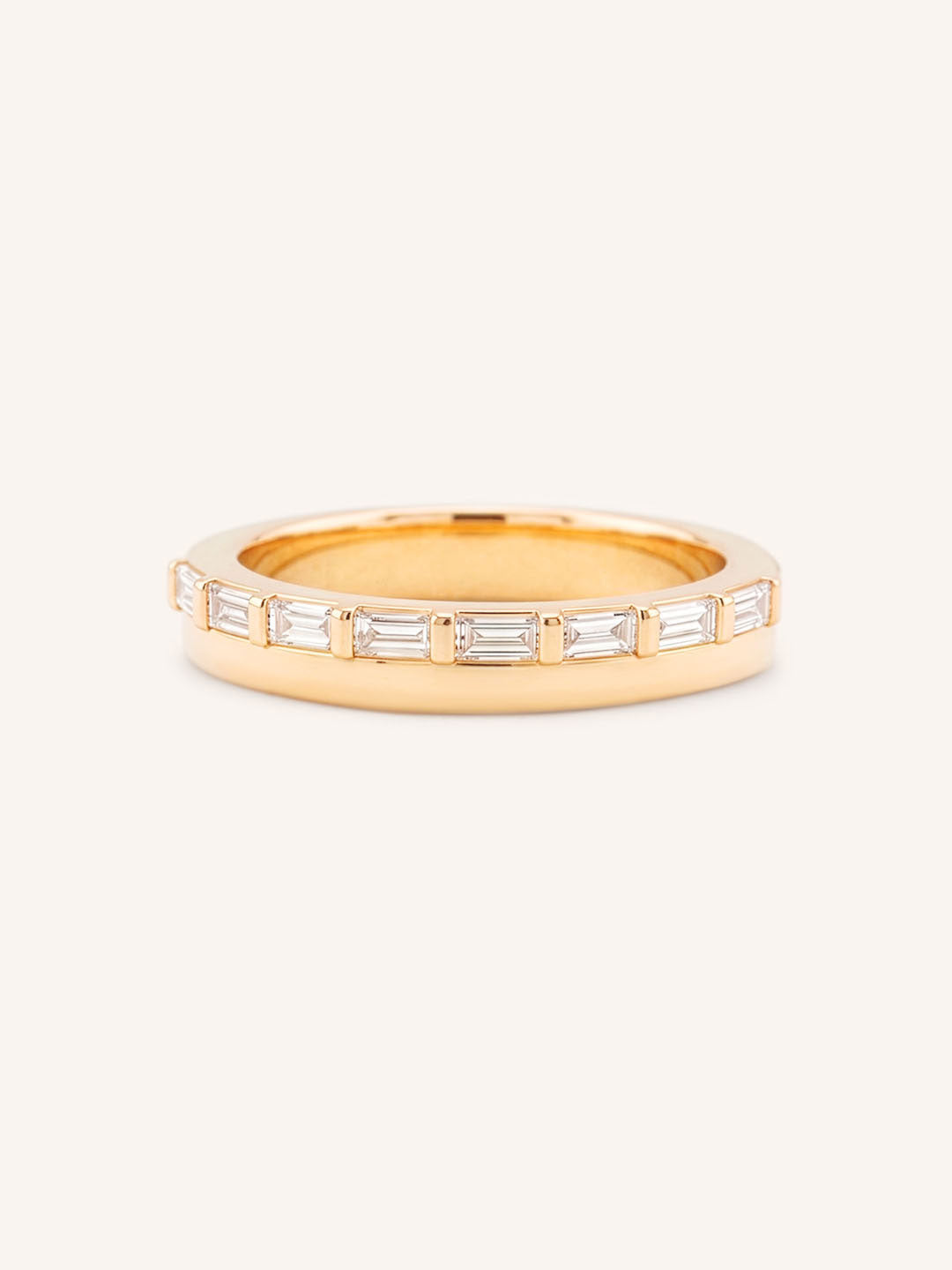 Rose gold Eleanor off-set diamond anniversary band front view on white background