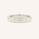 White gold Eleanor off-set diamond anniversary band front view on white background