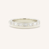 White gold Eleanor off-set diamond anniversary band front view on white background