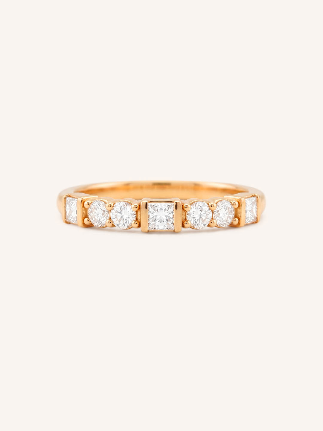 White Columns Round Square Diamond Anniversary Ring
