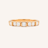 White Columns Round Square Diamond Anniversary Ring