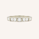 White Columns Round Square Diamond Anniversary Ring