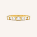 White Columns Round Square Diamond Anniversary Ring