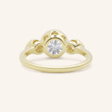 Jessie Round and Pear Diamond Bezel Three Stone Engagement Ring