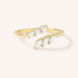 Round and Marquise Open Diamond Bypass Ring