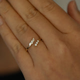 Round and Marquise Open Diamond Bypass Ring