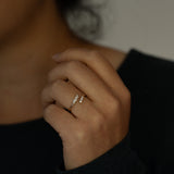 Round and Marquise Open Diamond Bypass Ring