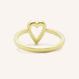 Yellow gold accented heart diamond ring back view on white background