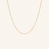 Asymmetrical Sideways Initial Letter Necklace - T