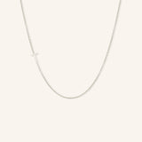Asymmetrical Sideways Initial Letter Necklace - T