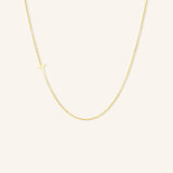 Asymmetrical Sideways Initial Letter Necklace - T