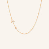 Asymmetrical Initial and Bezel Diamond Necklace - A
