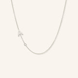 Asymmetrical Initial and Bezel Diamond Necklace - A