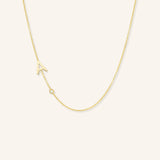 Asymmetrical Initial and Bezel Diamond Necklace - A