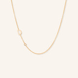 Asymmetrical Initial and Bezel Diamond Necklace - D