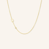 Asymmetrical Initial and Bezel Diamond Necklace - D