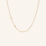 Asymmetrical Initial and Bezel Diamond Necklace - F