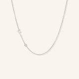 Asymmetrical Initial and Bezel Diamond Necklace - F