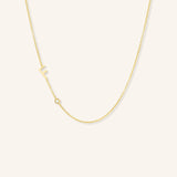 Asymmetrical Initial and Bezel Diamond Necklace - F