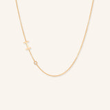 Asymmetrical Initial and Bezel Diamond Necklace - I