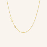 Asymmetrical Initial and Bezel Diamond Necklace - I