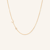 Asymmetrical Initial and Bezel Diamond Necklace - J