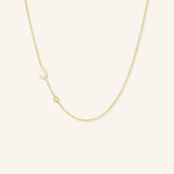 Asymmetrical Initial and Bezel Diamond Necklace - J