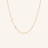 Asymmetrical Initial and Bezel Diamond Necklace - K