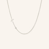 Asymmetrical Initial and Bezel Diamond Necklace - K